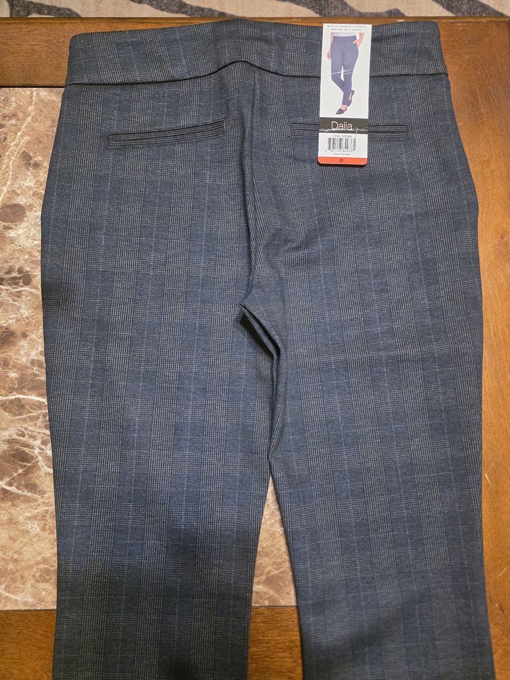 Dalia Women's Dark Plaid Pull-On Pants - Navy - Picture 4 of 5